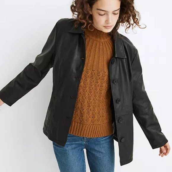 Deadwood Recycled Leather Tyra Tie-Waist Black Jacket - Picture 2 of 12